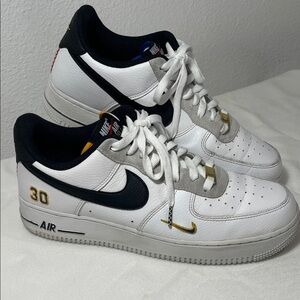 Nike Air Force 1 White and Black with Gold Accents